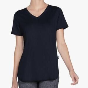 Skechers Women's V-Neck Short Sleeve Ribbed Tee - XL